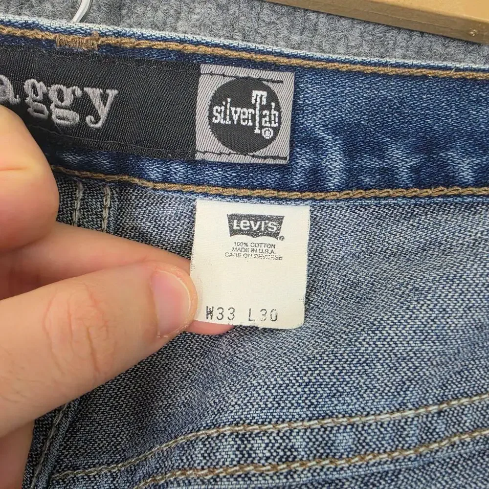 Vintage Levis Jeans Mens 34x30 SilverTab Baggy Relaxed Blue Y2K Made USA 90s